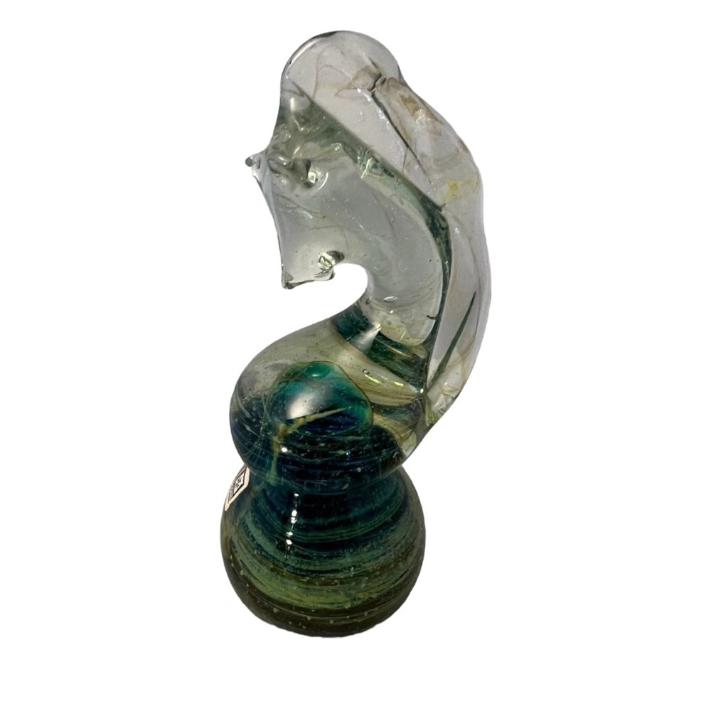 MDINA GLASS KNIGHT Paperweight  -Handmade Blue/Green Art Glass Signed